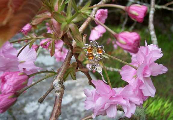 Amber Silver Brooch BH1043