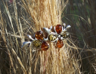 Amber Silver Brooch BH1049