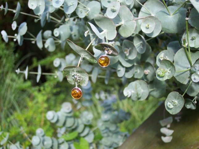 Amber Silver Earrings to stick ES09