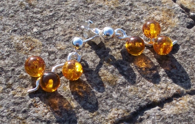 Amber Silver Earrings to stick ES1021