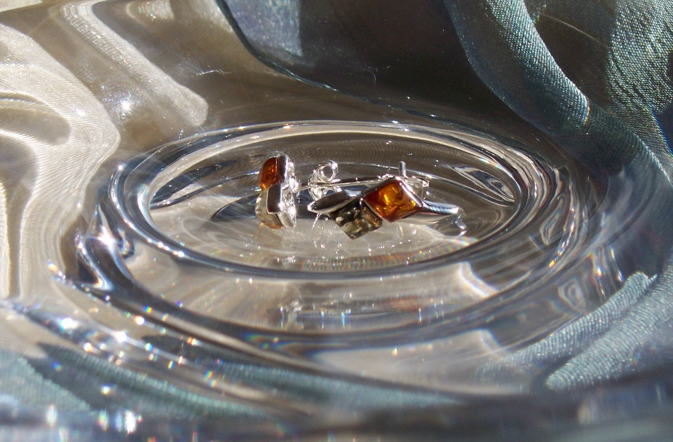 Amber Silver Earrings to stick ES2074