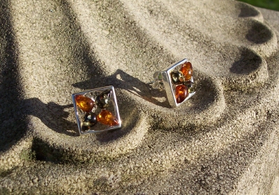 Amber Silver Earrings to stick ES2077