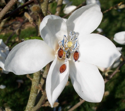 Amber Silver Pendant PE2088